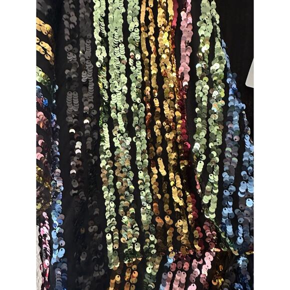 MNG Mango Multicolored Sequin Sheath Kimono Sleeve Party Cocktail Dress NWT - Picture 12 of 16